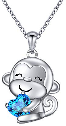 Flyow Affen Geschenke Affe Schmuck Set 925 Sterling Silber Affe Halskette und Ohrstecker für Frauen Mädchen Niedliche Tiergeschenke