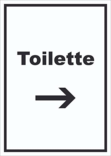 HB-Druck Toilette Schild mit Text und Richtungspfeil rechts Klo WC hochkant A6 (105x148mm)