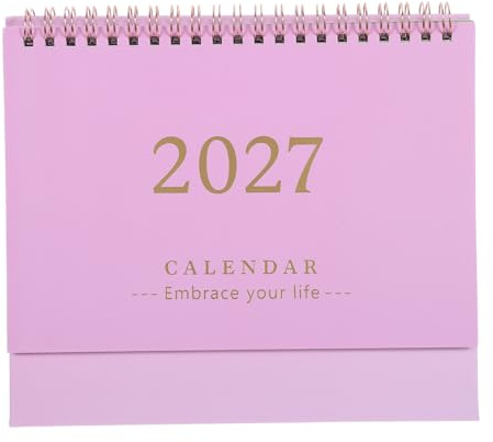 STOBOK 2027 Desktop Calendar, 2026.07-2027.12 Standing Flip Monthly Calendar 18 Months Calendar Planner Organizer Scheduler for Home Office Decorations Gift, Pink