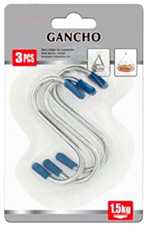 Tradineur - Pack de 3 Ganchos Forma S - Fabricado en Acero - Resistente a Peso y a dobleces - Uso en casa, baño, Garage, Entre Otros.