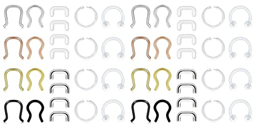 Aotiwe 48 Stück Nasenstecker Dünn, Nasenstecker Kurz Einzigartiges Design und Modestil Mehrfarbig Edelstahl 1.2mm