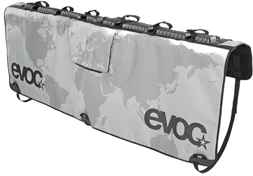 EVOC TAILGATE PAD for bike transport in the pickup (bike carrier without trailer coupling, fixation of up to 6 bikes, access to tailgate lever, bike & tailgate protection, size: XL), stone grey | For bicycle transport in the pickup, bicycle carrier without trailer coupling, fixing of 6 bikes