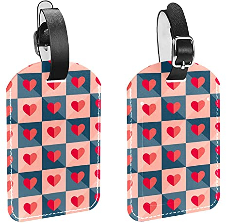 Gepäckanhänger, 2 Stück, Papier, Liebesherzmuster, PU-Leder, Gepäckanhänger, Sichtschutz