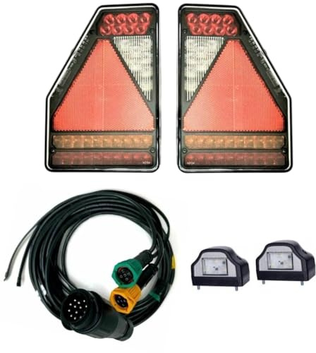 MelTruck® 2x 5-functional Rückleuchte Anhänger Bajonett 5PIN LED Control Box Canbus und Kabel SET (Kabel 5m, 2x 0,5m und 2x LED Kennzeichenleuchte)
