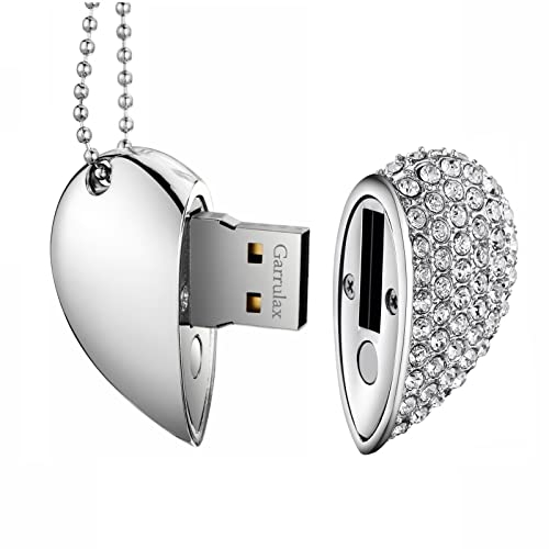 GARRULAX Chiavette USB, 32 GB, a forma di cuore, ad alta velocità, USB 3.0, Flash Disk Pendrive (argento)