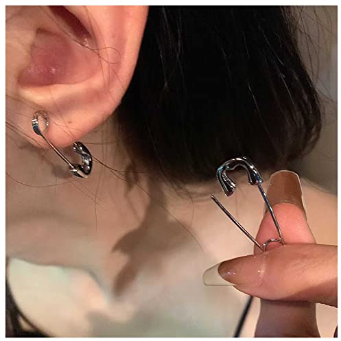 Inilbran Boho Sicherheitsnadel Ohrringe Silber Büroklammer Huggie Ohrringe Punk Sicherheitsnadel Knorpel Ohrringe Gothic Sicherheitsnadel Reifen Ohrstecker Schmuck Für Frauen Und Mädchen Geschenke