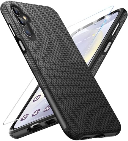 Vaki Handyhülle Samsung Galaxy S24 Hülle mit Schutzfolie, Stoßfest Bumper Kratzfestigkeit rutschfest Schutzhülle Galaxy S24 5G Silikon PC Hard für Samsung S24 5G Case Cover Tasche (Schwarz)