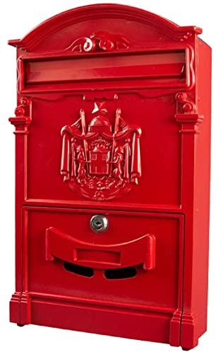 Briefkasten für die Wandmontage, Briefkästen außen Briefkasten mit großer Kapazität, Wandbriefkasten im Vintage-Finish mit Schloss und 2 Schlüsseln, dekorativer Paketbriefkasten for Gartenwohnhäuser (