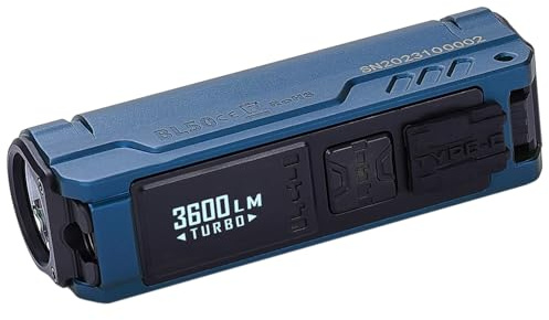 IMALENT BL50 Linterna Led Recargable 3,600 Lúmenes, con Luz Blanca y UV, Mini Linterna de Alto Rendimiento - 6 Modos, Pantalla OLED para Camping, Senderismo, Ciclismo, Emergencias,EDC Potente(AZUL)