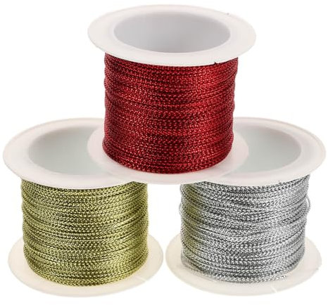 NUOBESTY 6pezzi Filo Decorativo Oro Argento e Rosso Corda Per Etichette Regali e Decorazioni Fai Te Facile Da Conservare e Utilizzare Resistente e Versatile