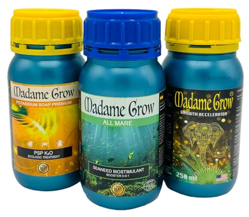 Madame Grow - Engrais naturel pour Croissance et Floraison - Idéal pour l'hydroponie et tous types de plantes - 3 x 250ml