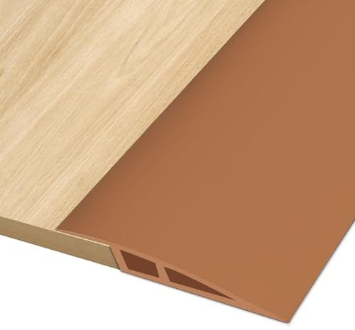 Hengrongshen PVC Türschwellen Leiste, 2M Übergangsprofil Selbstklebend, Übergangsleiste Boden Höhenausgleich Abdeckleiste für Parkettböden Laminate Schwellen (Braun)