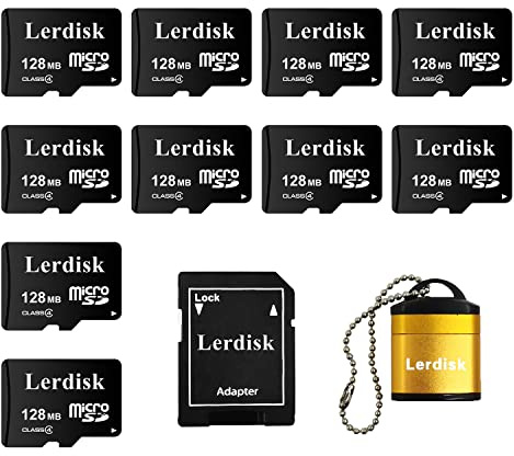 Lerdisk Factory - Scheda micro SD da 128 MB, confezione da 10 pollici, piccola capacità per piccoli file, non adatta per fotocamera, telefono (non GB, 1024 MB=1 GB)