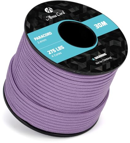 Abma Cord Paracord 275 Nylon Seil 2,4mm 30m Schnur mit 4 Kern | Max 125kg (275lbs), Basteln, Camping, Survival