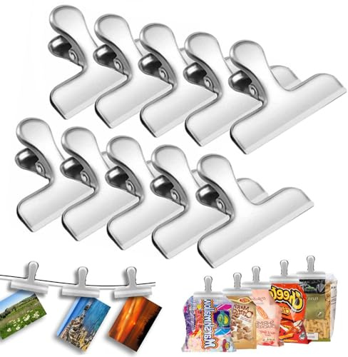 10 Stück Klammern Metall, Verschlussclips, Clips für Tüten, Verschlussklammern, Metallklammern für Snackbeutel, Brotbeutel, Kaffeebeutel