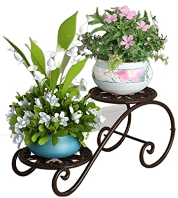 REEKOS Pflanzenregal Blumenständer Pflanzenständer Blumenständer Aus Schmiedeeisen, Moderner Blumenständer, Wohnzimmer, Schlafzimmer, Balkon, Dekoration Blumenregal Blumentreppe(Black,45 * 22 * 20cm)