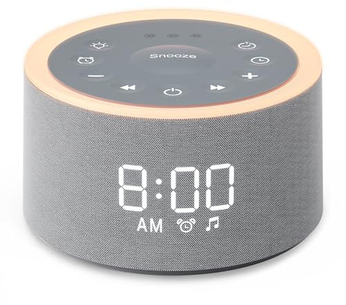 Dreamegg White Noise Machine, D1+ White Noise Machine with Nursery Night Light 29 Soothing Sounds, Sound Machine Alarm Clock with 6 Wake Up Sound for Adults Baby, 0-100% Dimmable Display, Snooze, Gift