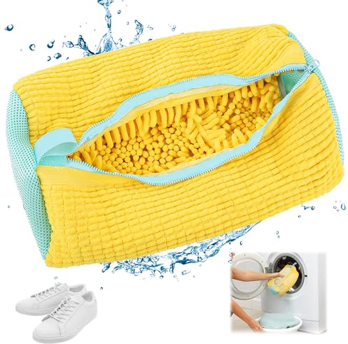 worahroe Sacchetti per Scarpe Lavanderia, sacchetto scarpe lavatrice, 1 pezzi, anti-deformazione, Riutilizzabile e Resistente, biancheria, scarpe a rete, per scarpe da ginnastica (giallo)