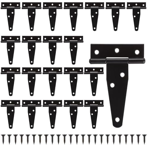 GBACHOOSE 22 Pack T Strap Hinges 3 Inch Heavy Duty Gate Hinges with Screws Black Tee Hinge for Gate Doors Shed Door and Barn Door