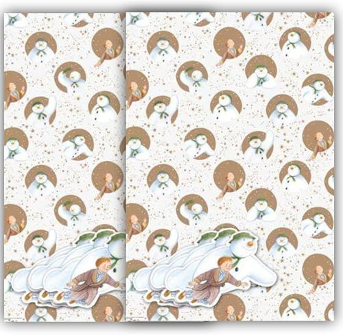 Danilo Promotions LTD The Snowman Christmas Wrapping Paper Gift Wrap for Christmas 4 sheets 4 tags Snowman Christmas Wrap