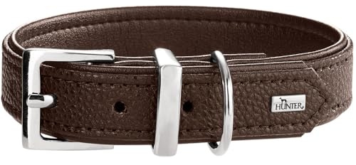 HUNTER Sofia Hundehalsband | Kunstleder in Rindnappa-Optik, pflegeleicht, Brilliant gefärbt, Made in Germany, Farbe: Braun, Größe: 55