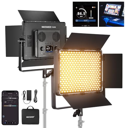 NEEWER Bi Color LED Panel Video Light APP/2.4G/DMX Control, 60W 26600Lux/0.5m 2500K-8500K 13 Scenes V Battery Powered, Lighting for Studio Photography Outdoor Photo Recording Makeup Streaming, PL60B