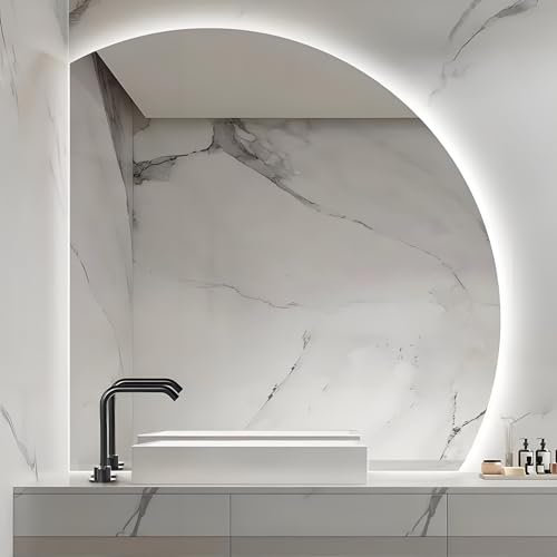 Moderno specchio da bagno a forma di mezzaluna a LED con luci intelligenti a 3 colori, ideale per ingresso camera da letto e decorazione della casa, 100 cm