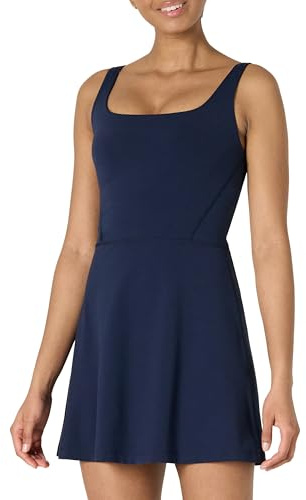 Amazon Essentials Abito Tecnico da Tennis Lungo in FormFlex Morbidissimo Donna, Blu Marino, L