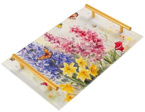 Hyazinthen Rose Schmetterlinge Bienen Tablett für Badezimmer Make-up Tablett Küche Waschbecken Organizer für Küchenspüle