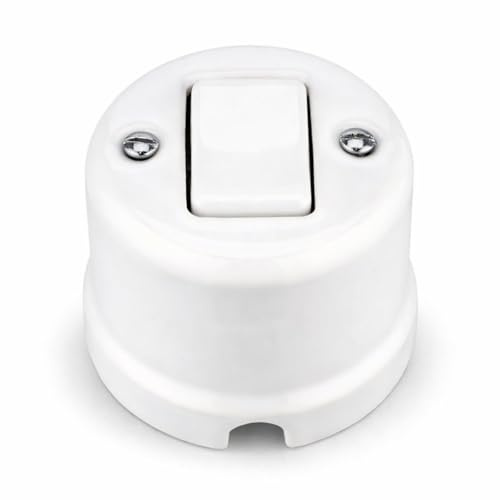 Aufputz Porzellan Retro Kreuzschalter, All-in-One, Serie QR1 weiß