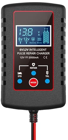 Fahrzeug Batterieladegerät, Batterieladegerät für Auto - 12V 6V Automatisches Batterieladegerät - Ladegerät mit LCD -Display, Zykluszubehör, Auto Desulfator für LKW, Wohnmobile