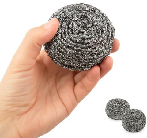 CHEFZOCO Estropajo para Fregar, Esponja para Lavar Platos, Estropajos de Acero Inoxidable, Limpiador Superficies metálicas, Esponja Limpieza Metálico, Apto para Suciedad Incrustada, 2 Unidades