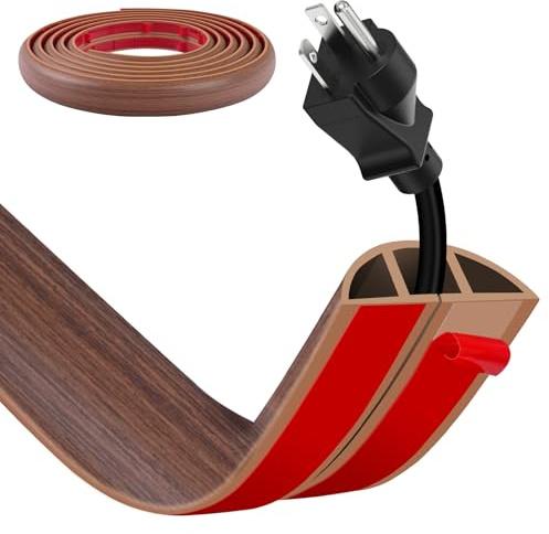 Canaleta para Cables autoadhesiva, Protector de Cables de Goma y Madera para Suelo, Organizador de Cables para Oficinas, Escuela, Almacén, Conciertos y Más - Evita Riesgos de Tropiezos