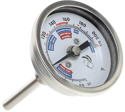 QUMIIRITY Termometro per Vino Acciaio Inossidabile con Scala Facile da Leggere Precisione per Vinificazione e Birrificazione Design Vite per Misurazioni Affidabili Strumento Multifunzionale