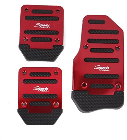 3-teiliges rutschfestes manuelles Auto-Pedale-Abdeckungs-Set, Rot