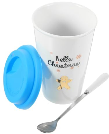 Cabilock Taza De Navidad De Cerámica Taza Navideña Para Bebidas Con Tapa De Silicona Para Fiestas De Navidad