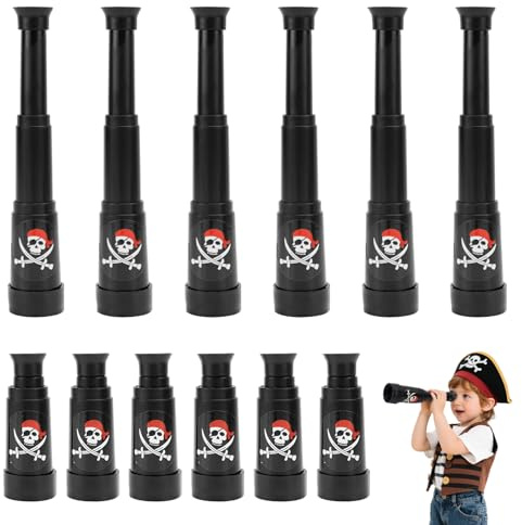 LPZMPZ 12 Pièces Longue Vue de Pirate Jouet Enfant Télescope Pirate Rétro Accessoires pour Déguisement de Pirate Anniversaire Halloween Cosplay Plastique