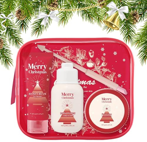 Christmas Body Lotion,110ml Natürliche Feuchtigkeitspflege Körperpflege Set - Fußcreme Für Familie Oma Jugendliche Männer Frauen Kollegen Freunde Mama Freundin