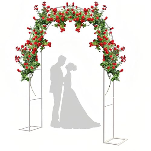 Arche de jardin en métal robuste – 19 mm en acier galvanisé pour mariage, pergola extérieur, treillage pour plantes grimpantes, blanc, 300 x 220 cm, décoration de jardin