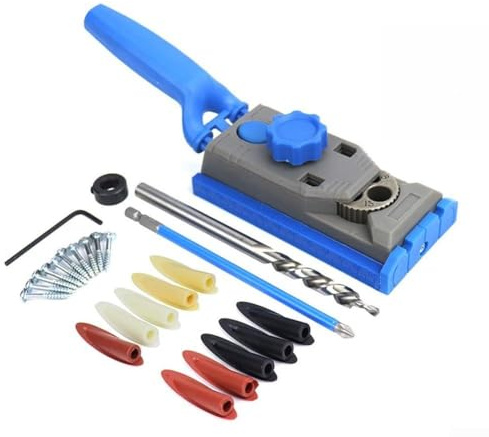 Pocket Hole Jig for Woodworking, Drill Locator with Hardened Steel Core, ABS Plastic Construction, for Pilot Holes and Dowelling, 2.56 x