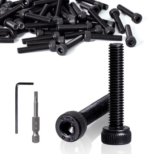 KINETOX 100 Pièces Vis à Six Pans Creux M4x10 mm Vis Cylindriques à Six Pans Creux Boulons DIN 912 Vis Noires en Acier au Carbone Entièrement Filetées pour Machines CNC Véhicules Meubles Bricolage
