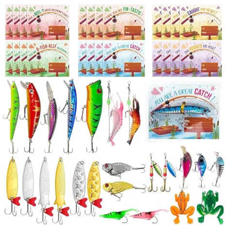 Lure Of - Set med 24 delar av utrustning | lockbete kit - för sötvatten, saltvatten, utomhussporter, Crappie, lax, havskatt och räkor