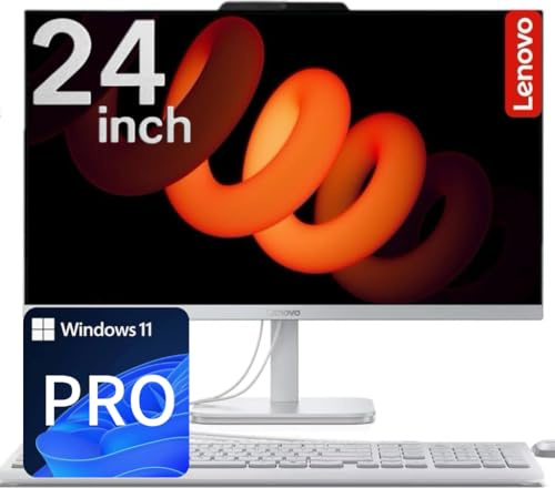 Lenovo NEW 24 IPS FHD All-in-One Desktop Computer for Home & Office - 16GB RAM - 512GB SSD - 3-Side Thin bezels - Intel 4-Cores - Wired Keyboard & Mouse - Wi-Fi 6 & Bluetooth 5.2 - Windows 11 Pro