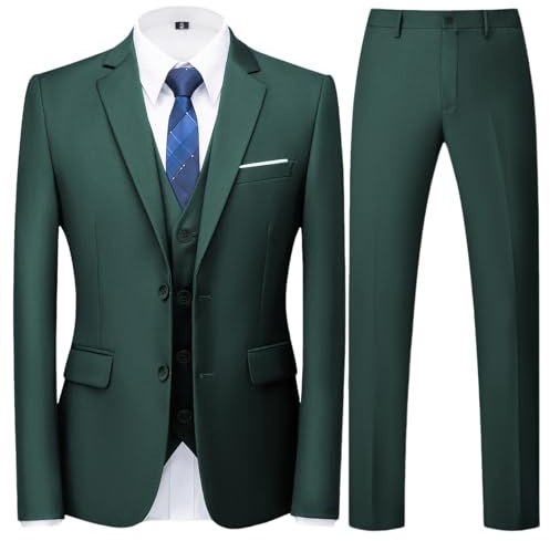 KUDORO Costume Homme 3 pièces à Deux Boutons Slim Fit Blazer Pantalon Gilet | Smoking pour Mariage Business Fête Formel Confort à la mode