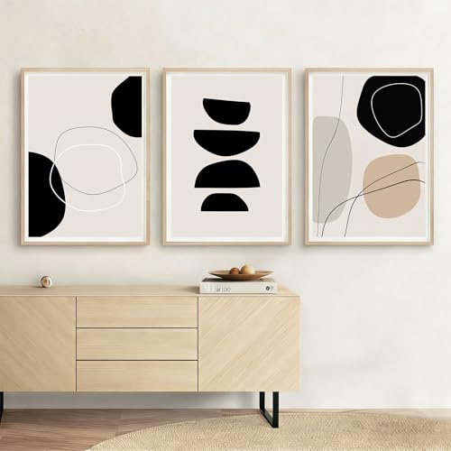 HEHGVCF Lot de 3 posters - Art abstrait moderne - Images sur toile - Simplicité - Pour salon, chambre à coucher - 50 x 70 cm - Sans cadre (lignes géométriques, 40 x 60 cm)