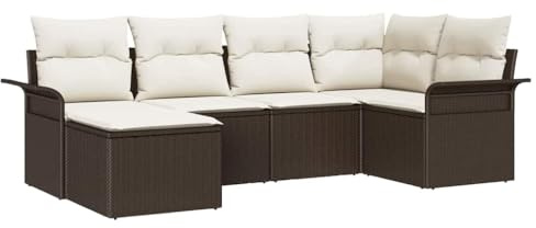KKgypkn Modulares Gartensofa-Set 6 pcs mit Stauraum, modernes Outdoor-Sofa-Set aus Poly-Rattan für Garten und Terrasse, Gartenmöbel-Set modern