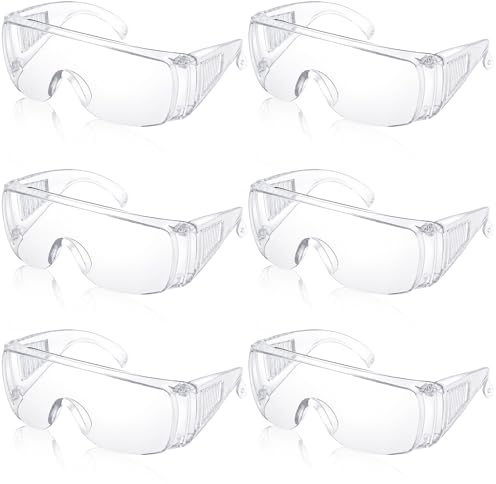 BeoTnp 6 Pcs Safety Glasses, Safety Goggles Over Glasses, Protective Goggles With Anti-Fog Design, For Woodworking Protection And Chemical Splash Prevention, Construction Site Safety