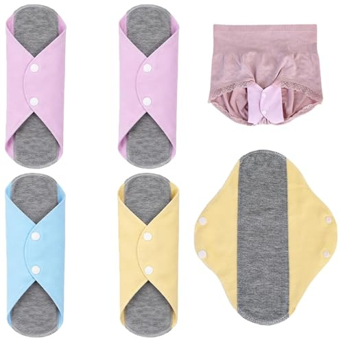 BLPRKOT 4 Pièces Protège-slip Lavable en Coton, 20x23cm Serviette Hygiénique Réutilisable pour Femme, Protection Anti-fuite et Incontinence Légère, Doux et Respirant, Idéal Post-partum et Quotidien