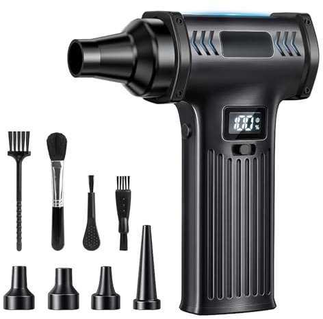 CAPNEW 150000RPM Compressed Electric Air Duster | Cordless Rechargeable Mini - Self- Adjustable Speed Powerful for Computer Keyboard Camera Outdoor Car Cleaning - Men's Gift