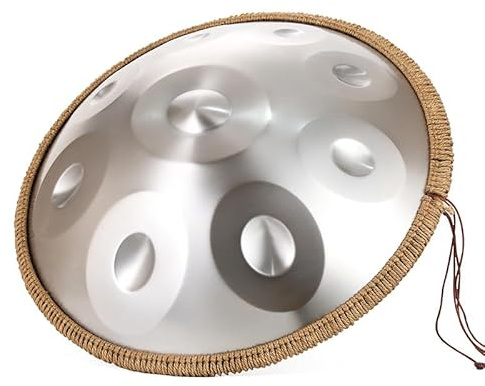 22 tum King mindre handtrumma 440 Hz, 9/10/12 noter, stål, med mjukt fodral, 2 stavar, handhållare dammtät trasa för harmonisk slagverk för La, yoga (silver, 9 anteckningar)